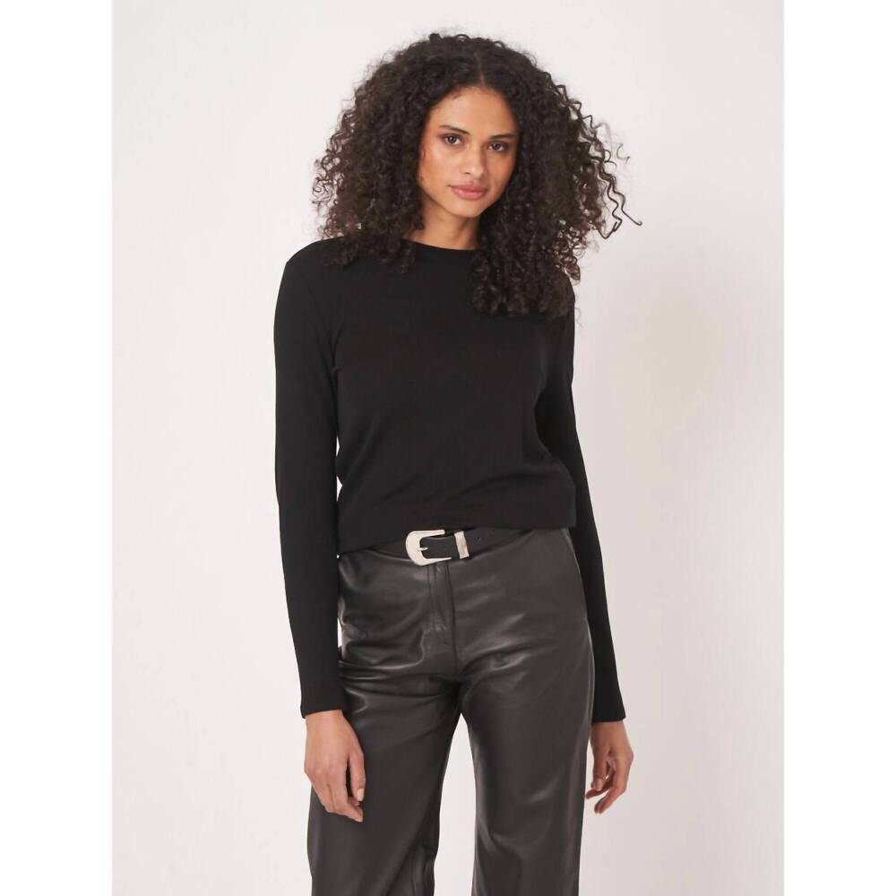 NEW REPEAT CASHMERE slim fit long sleeve shirt in black
